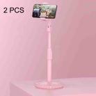 2 PCS Multifunctional Live Telescopic Mobile Phone Desktop Bracket(Cherry Blossom Pink) - 1