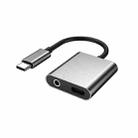2 In 1 Type-C/USB-C PD 60W Digital Audio Adapter, Spec: Type-C+3.5mm (Silver Gray) - 1