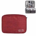 5 Inch Multifunctional Electronic Digital Earphone Power Cord Storage Bag(Wine Red) - 1