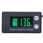 Two-Line Digital Display DC Voltmeter Lead-Acid Lithium Battery Charge Meter, Color: Green+Temperature - 1