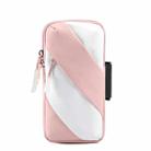 Running Mobile Phone Arm Bag Outdoor Equipment Wrist Bag(Pink White) - 1