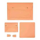 S178 3 In 1 Leather Waterproof Laptop Liner Bag, Size: 14 inches(Honeydet Oranges) - 1