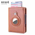 X-80 RFID Anti-theft Brushed Leather Card Holder For AirTag(Apricot) - 1