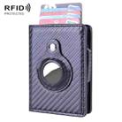 X-80 RFID Anti-theft Brushed Leather Card Holder For AirTag(Carbon Fiber Black) - 1