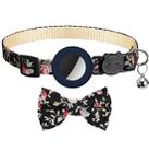 Anti-Lost Printed Bow Pet Collar with Bell for AirTag(Deep Blue) - 1