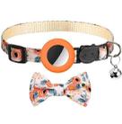 Anti-Lost Printed Bow Pet Collar with Bell for AirTag(Orange) - 1