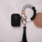 For Airpods Tassel Beaded Bracelet Earphone Case, Color: Black Beads+Cover - 1