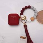 For Airpods Tassel Beaded Bracelet Earphone Case, Color: Wine Red Bead+Cover - 1