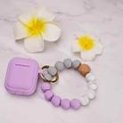 For Airpods Tassel Beaded Bracelet Earphone Case, Color: Striped Light Purple+Bead+Buckle - 1