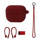 Bluetooth Earphone Silicone Cover Set For AirPods 3, Color: Hand Rope Set Wine Red - 1