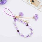 Crystal Mobile Phone Lanyard Girls Ceramic Clay Plaster Flower Bracelet(Purple) - 1