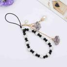 Crystal Mobile Phone Lanyard Girls Ceramic Clay Plaster Flower Bracelet(Black) - 1