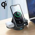 LFX-179 Magnetic Vertical 3 in 1 Wireless Charging Bracket for Smartphone iWatch AirPods(Black) - 1