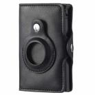 FY2108 Tracker Wallet Metal Card Holder for AirTag, Style: Crazy Horse (Black) - 1