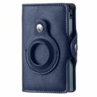 FY2108 Tracker Wallet Metal Card Holder for AirTag, Style: Crazy Horse (Blue) - 1