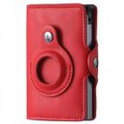 FY2108 Tracker Wallet Metal Card Holder for AirTag, Style: Crazy Horse (Red) - 1