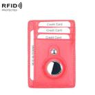 TQ-319 Anti-Theft Anti-Lost Tracker Leather Card Holder For AirTag, Style: Flat Pattern (Red) - 1