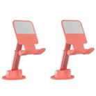 2PCS T12 Wall Bracket Bathroom Kitchen Desktop Live Portable Foldable Paste Phone Bracket(Pink) - 1