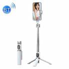 Retractable Bluetooth Selfie Stick Mobile Phone Live Broadcast Tripod Stand, Style: Without Light (White) - 1