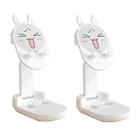 2PCS Mobile Phone Bracket Desktop Cute Cartoon Tablet Live Broadcast Bracket, Style: Rabbit Ear (White) - 1