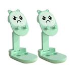 2PCS Mobile Phone Bracket Desktop Cute Cartoon Tablet Live Broadcast Bracket, Style: Cat Ear (Green) - 1