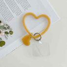 5 PCS Heart-shaped Silicone Bracelet Mobile Phone Lanyard Anti-lost Wrist Rope(Light  Yellow) - 1