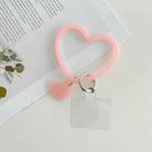 5 PCS Heart-shaped Silicone Bracelet Mobile Phone Lanyard Anti-lost Wrist Rope(Transparent Pink) - 1