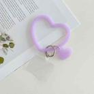 5 PCS Heart-shaped Silicone Bracelet Mobile Phone Lanyard Anti-lost Wrist Rope(Transparent Purple) - 1