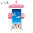 2 PCS Armband Style Transparent Waterproof Cell Phone Case Swimming Cell Phone Bag(Macaron Red) - 1