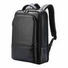 Bopai 61-70111 Cowhide Multi-compartment Waterproof Anti-theft Backpack with USB Charging Hole(Black) - 1