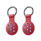 2 PCS  Contrast Color Perforated Silicone Case for AirTag Tracker(Red Colorful 16) - 1