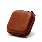 Retro Leather USB Data Cable Storage Bag Earphone Headset Case Pouch Box(Brown) - 1