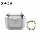 For AirPods 1/2 2pcs One-piece Plating TPU Soft Shell Protective Case(Transparent  Silver) - 1
