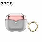 For AirPods 1/2 2pcs One-piece Plating TPU Soft Shell Protective Case(Transparent +Pink) - 1