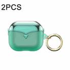 For AirPods 1/2 2pcs One-piece Plating TPU Soft Shell Protective Case(Transparent Green+Green) - 1
