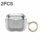 For AirPods 3 2pcs One-piece Plating TPU Soft Shell Protective Case(Transparent  Silver) - 1