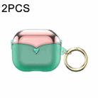 For AirPods Pro 2pcs One-piece Plating TPU Soft Shell Protective Case(Transparent Green+Pink) - 1