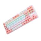 BAJEAL K100 87 Keys Green Shaft Wired Mechanical Keyboard, Cable Length: 1.6m(White Pink) - 1