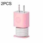 For iPhone 11/12 18W/20W Power Adapter 2pcs Protective Case Cover Data Cable Organizer(Pink) - 1