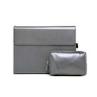 For Microsoft Surface Pro 9 Tablet Protective Case Holder(Microfiber Lambskin Texture Gray Case + Power Supply Bag) - 1