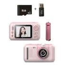 2.4 Inch Children HD Reversible Photo SLR Camera, Color: Pink + 8G Memory Card + Card Reader - 1