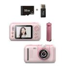 2.4 Inch Children HD Reversible Photo SLR Camera, Color: Pink + 32G Memory Card + Card Reader - 1