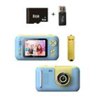 2.4 Inch Children HD Reversible Photo SLR Camera, Color: Yellow Blue + 8G Memory Card + Card Reader - 1