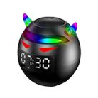Small Demon Wireless Bluetooth Speaker Flash Card Dazzle Light Stereo Alarm Clock, Style:, Color: AI Voice Version (Black) - 1