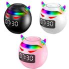 Small Demon Wireless Bluetooth Speaker Flash Card Dazzle Light Stereo Alarm Clock, Style:, Color: AI Voice Version (Pink) - 2