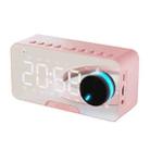 P5 Knob Version Wireless Bluetooth Speaker Plugging Card Home Clock Portable Mini Computer Audio, Color: Pink - 1