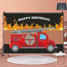 1.5x1m Fire Engine Happy Birthday Party Scene Backdrop For Photojournalism(MDU04231) - 1