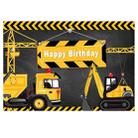 1.2m x 0.8m Construction Vehicle Series Happy Birthday Photography Background Cloth(11306952) - 1