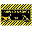 1.2m x 0.8m Construction Vehicle Series Happy Birthday Photography Background Cloth(11604070) - 1