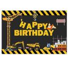 1.2m x 0.8m Construction Vehicle Series Happy Birthday Photography Background Cloth(11408682) - 1